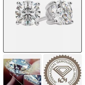 4 Ctw Near Colorless Diamond Studs IGI certified